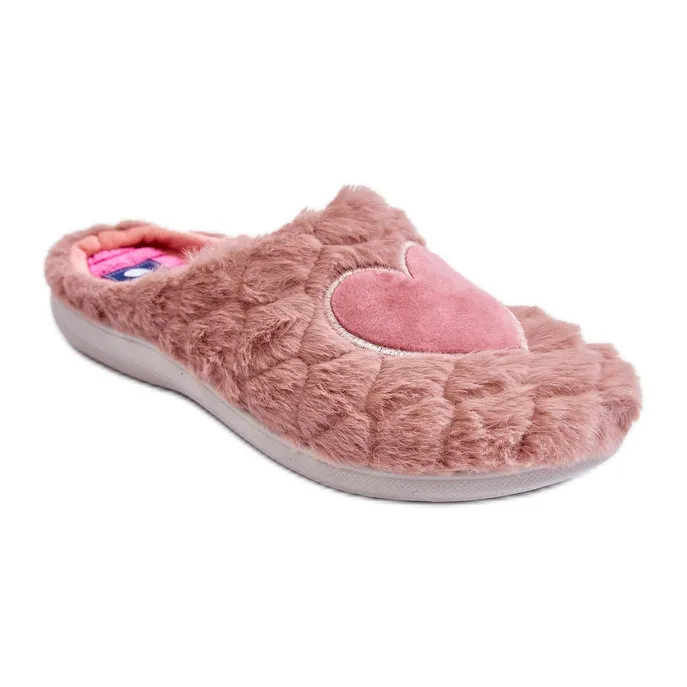 Chaussures de maison en fourrure pour femmes, pantoufles Inblu EC000099 rose