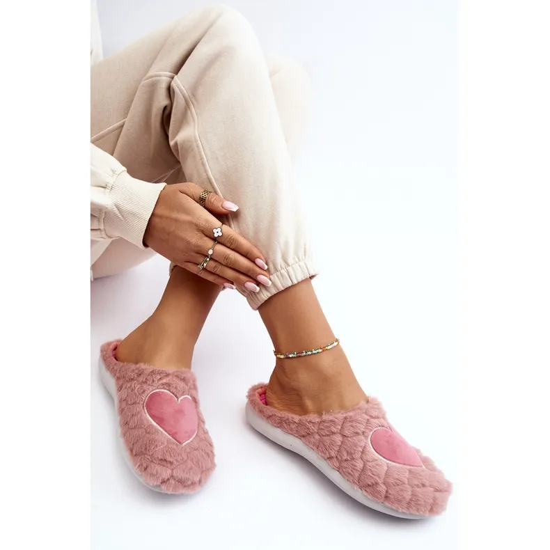 Chaussures de maison en fourrure pour femmes, pantoufles Inblu EC000099 rose