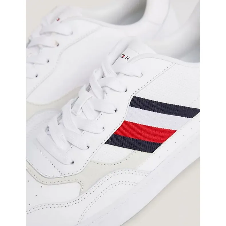 Chaussures Tommy Hilfiger Court Cupsole Retro Lth Stripes M FM0FM04828YBS blanche