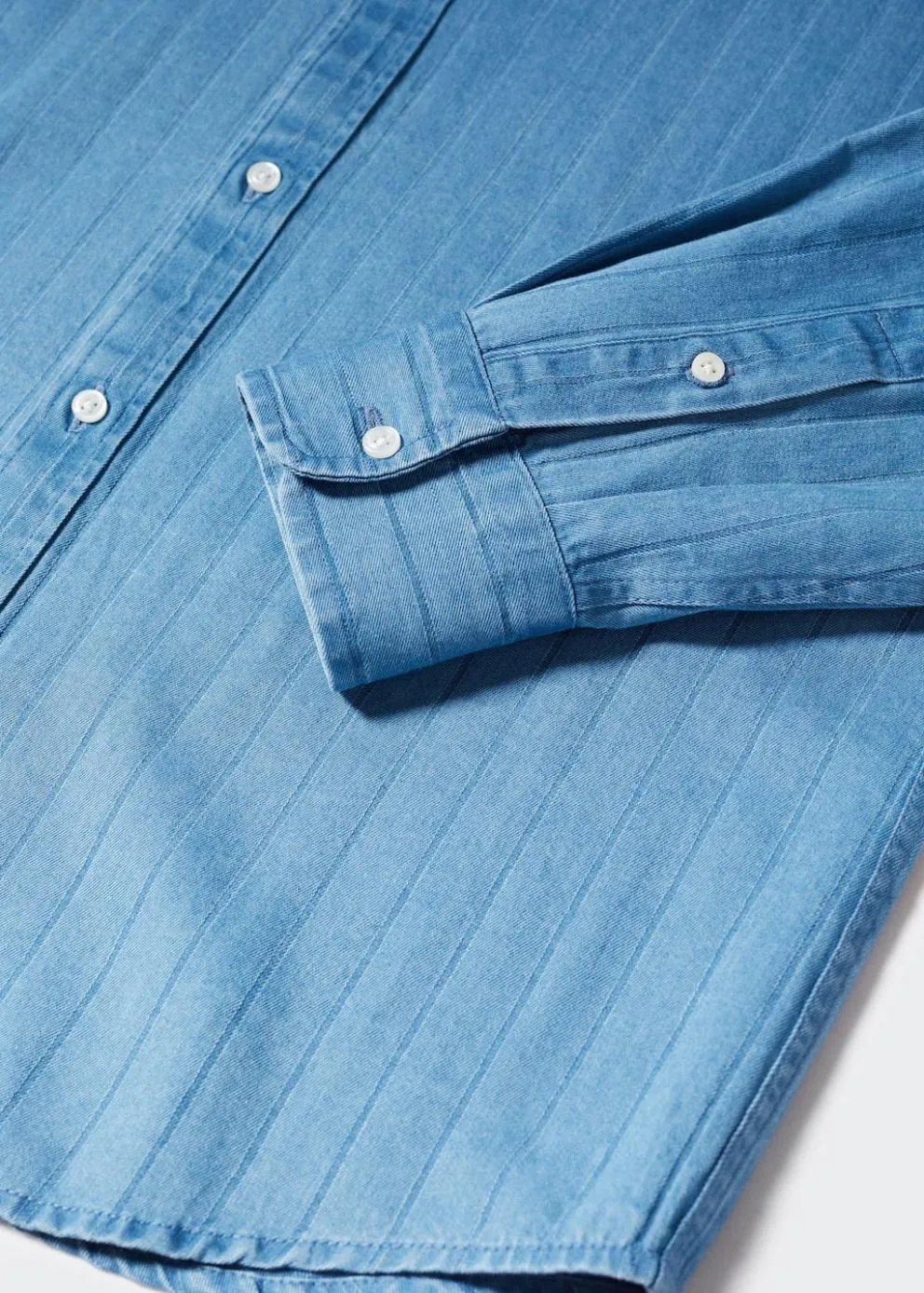 Chemises | Homme MANGO Chemise En Jean Rayures Bleu Clair