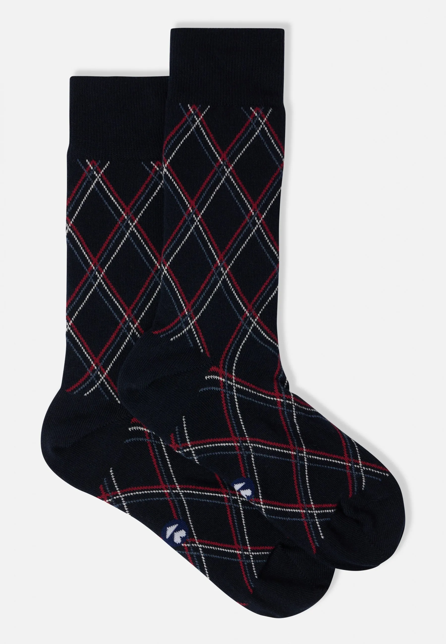 Coffret Semainier Chaussettes Lucas Marine Brodé Gris Chiné Tartan Marine Tartan Noir Noir Marine Blanc