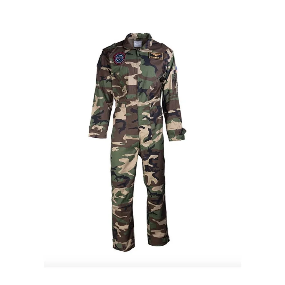 COMBINAISON PILOTE KIDS ENFANTS PATCHES CAMOUFLAGE WOODLAND