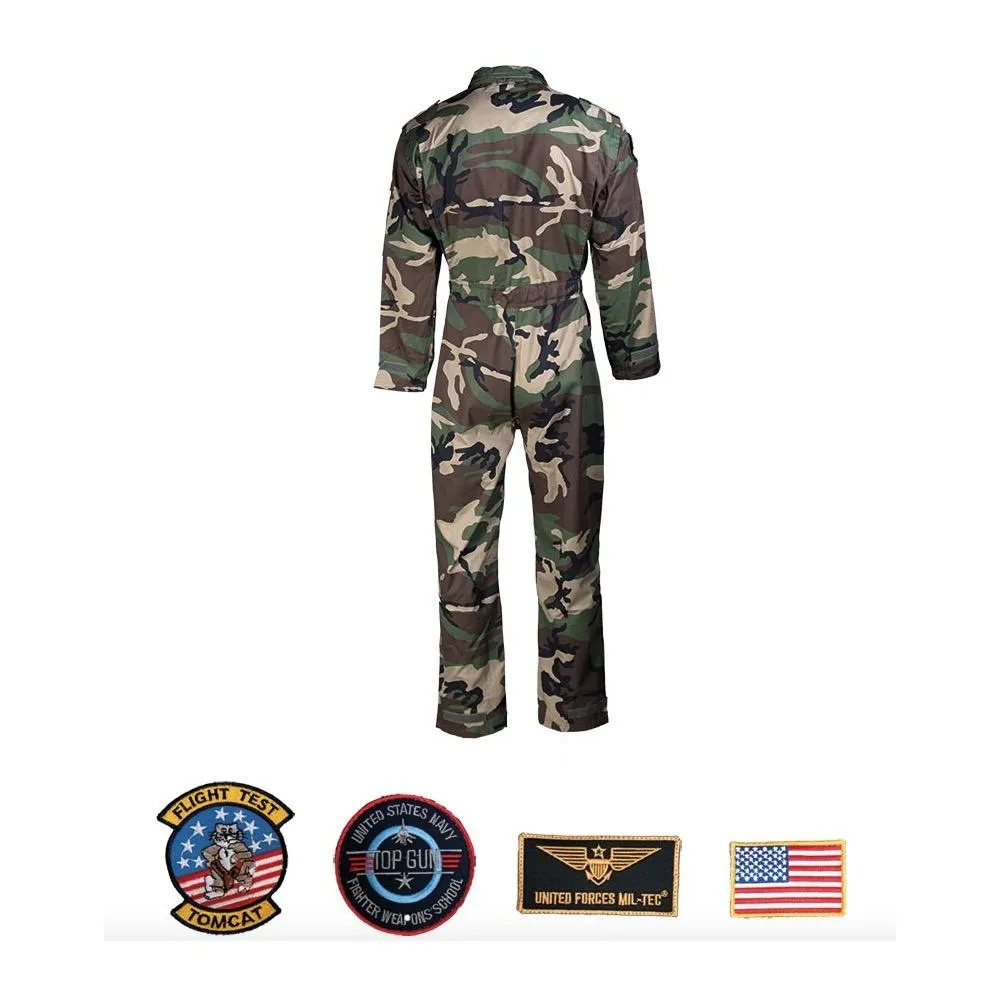 COMBINAISON PILOTE KIDS ENFANTS PATCHES CAMOUFLAGE WOODLAND