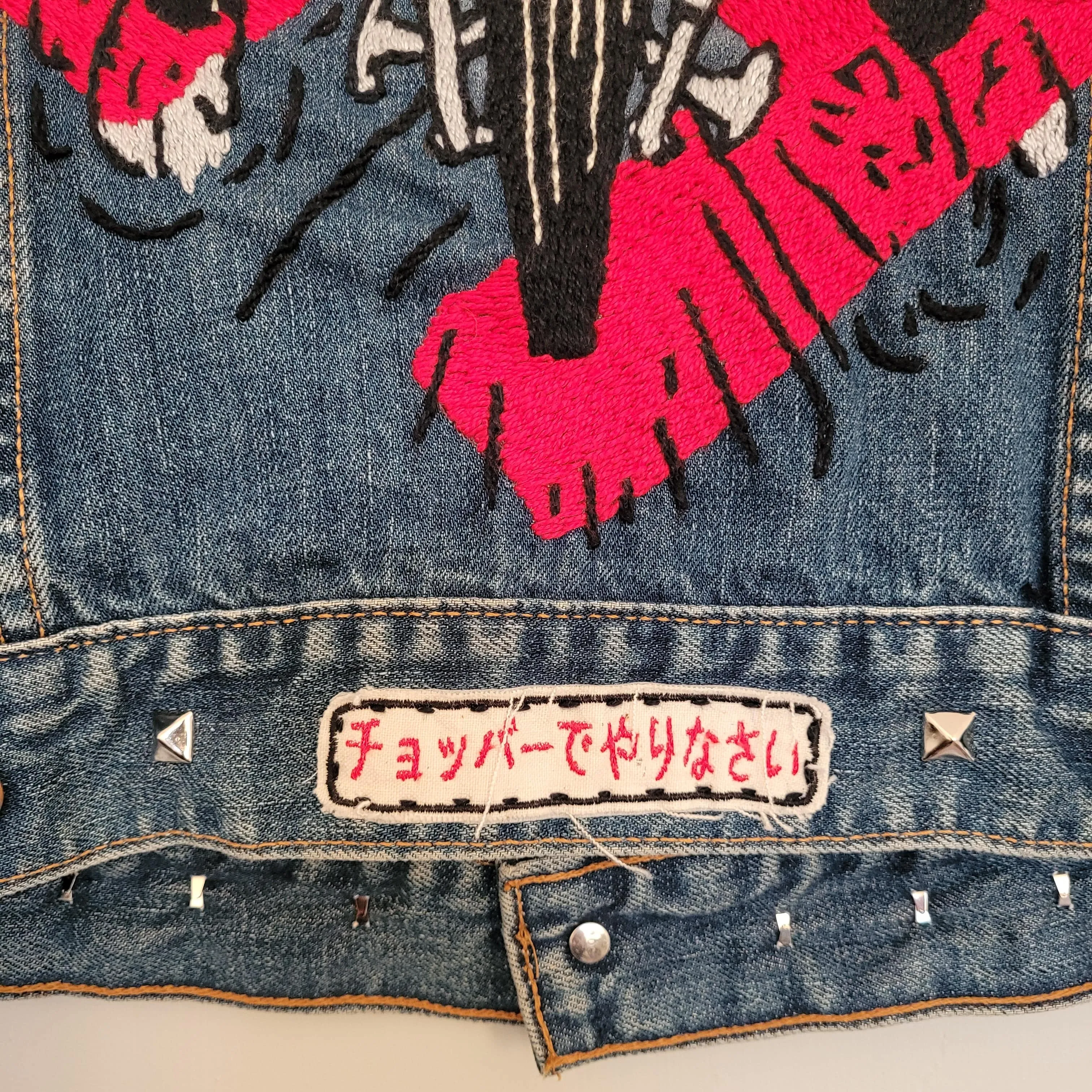 Cycle psychos chainstitched by hand Levi's Jacket/ Veste levis vintage brodée main et patchée