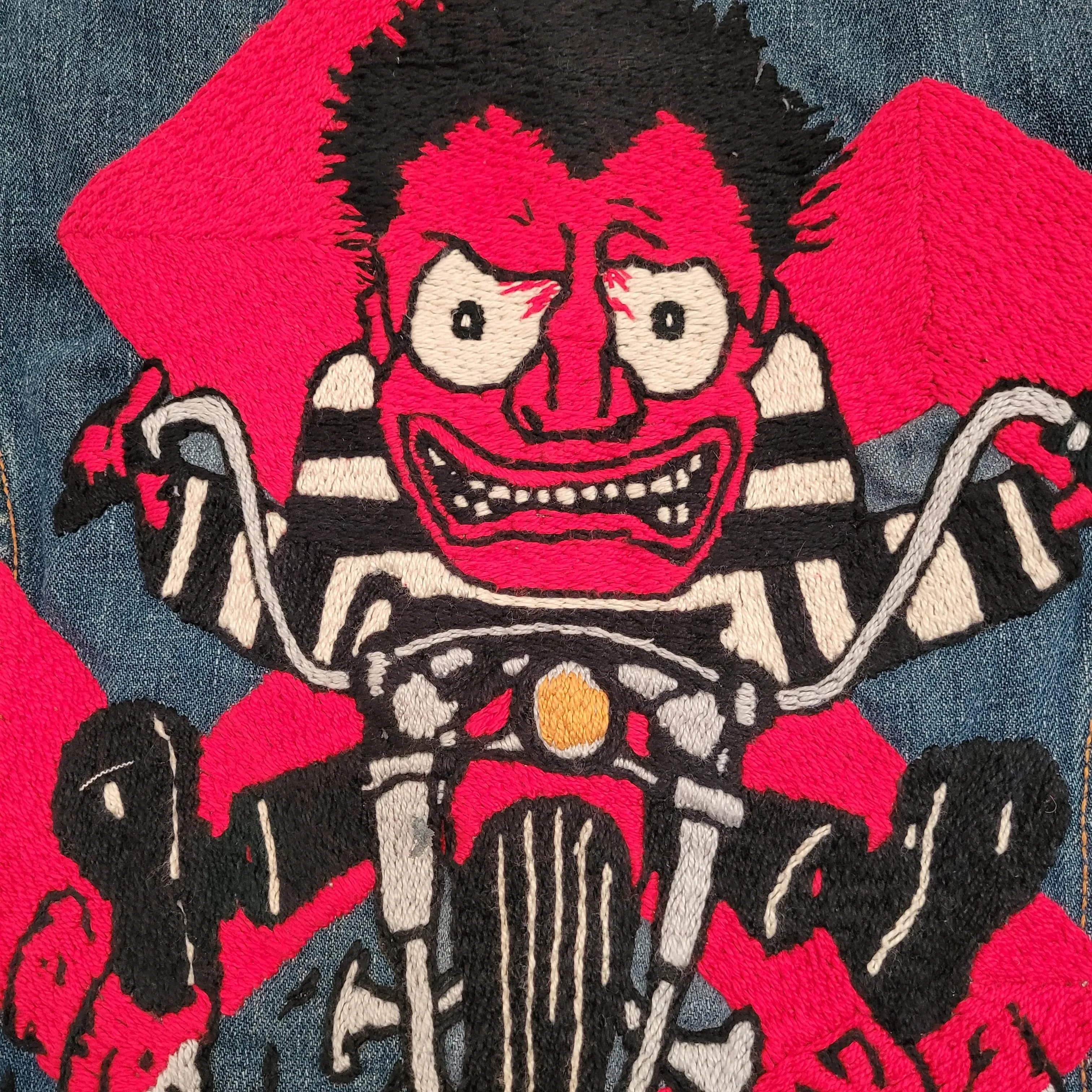 Cycle psychos chainstitched by hand Levi's Jacket/ Veste levis vintage brodée main et patchée