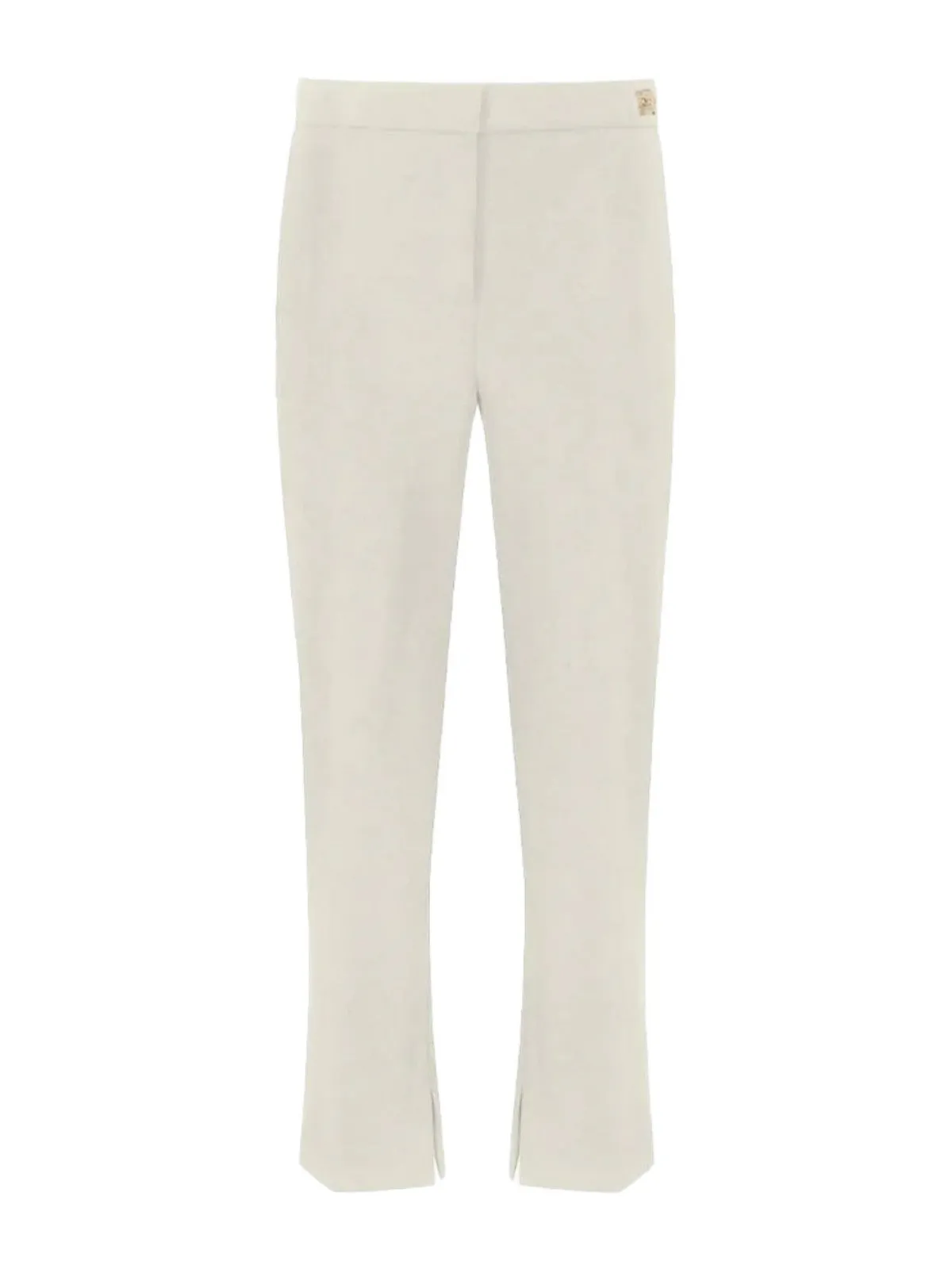 Elisabetta Franchi Pantalon en crêpe blanc avec fentes PA05447E2