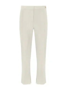 Elisabetta Franchi Pantalon en crêpe blanc avec fentes PA05447E2