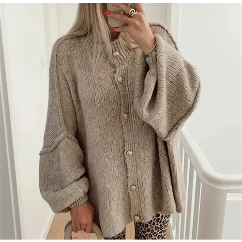 Elisiane | Cardigan oversize boutonné pour un style luxueux