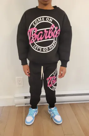 Ensemble 2 pantalon jogging et chandail Barbie pour fille de 3 à 10 ans