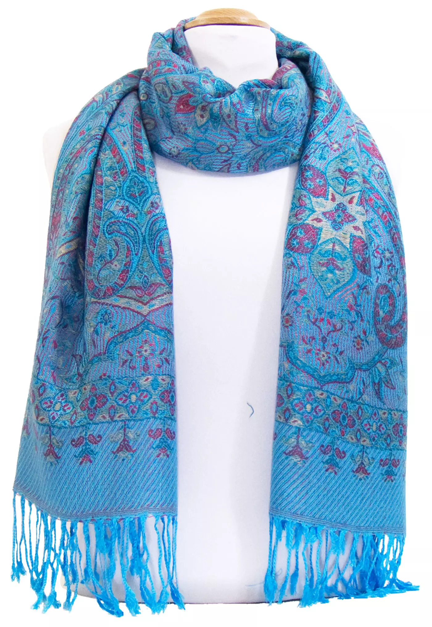 Etole pashmina bleu motifs baroques