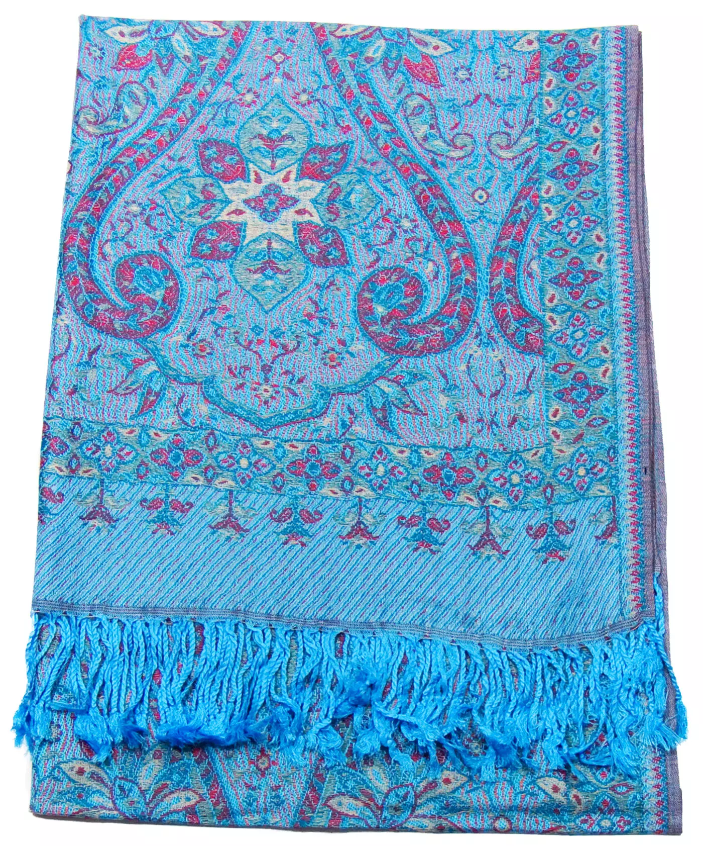 Etole pashmina bleu motifs baroques