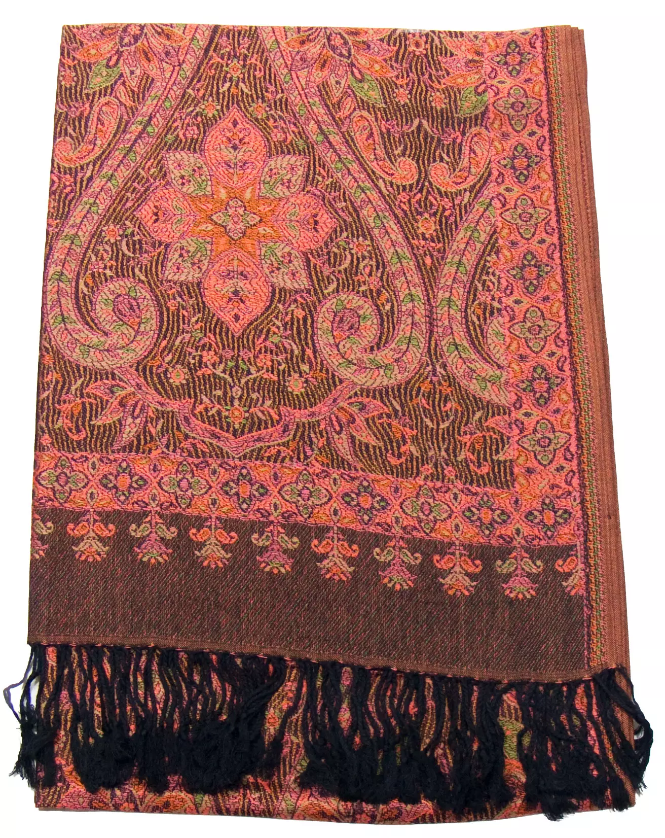 Etole pashmina corail motifs baroques