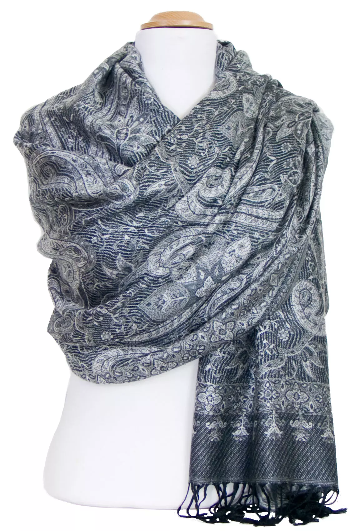 Etole pashmina gris motifs baroques