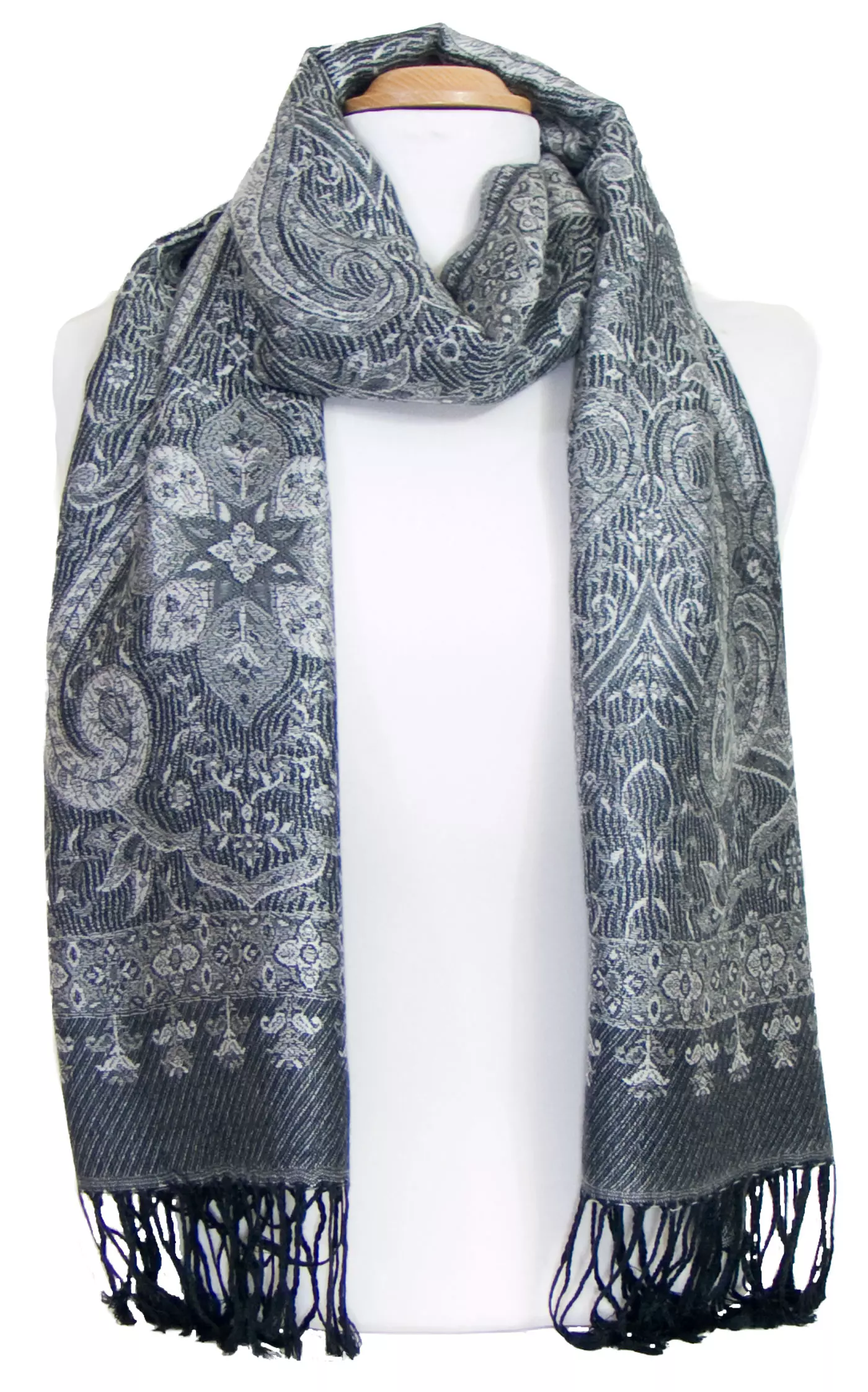 Etole pashmina gris motifs baroques