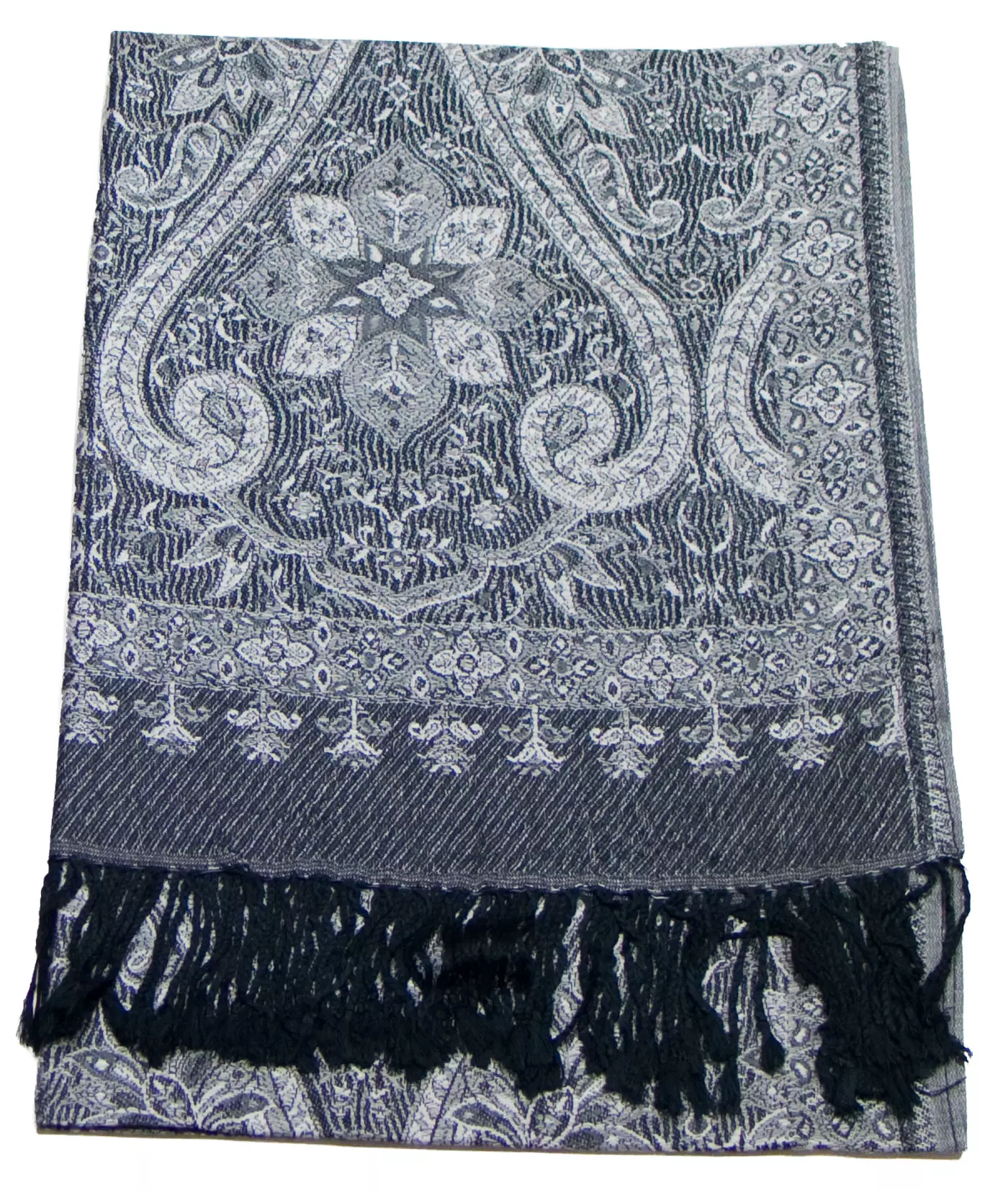 Etole pashmina gris motifs baroques