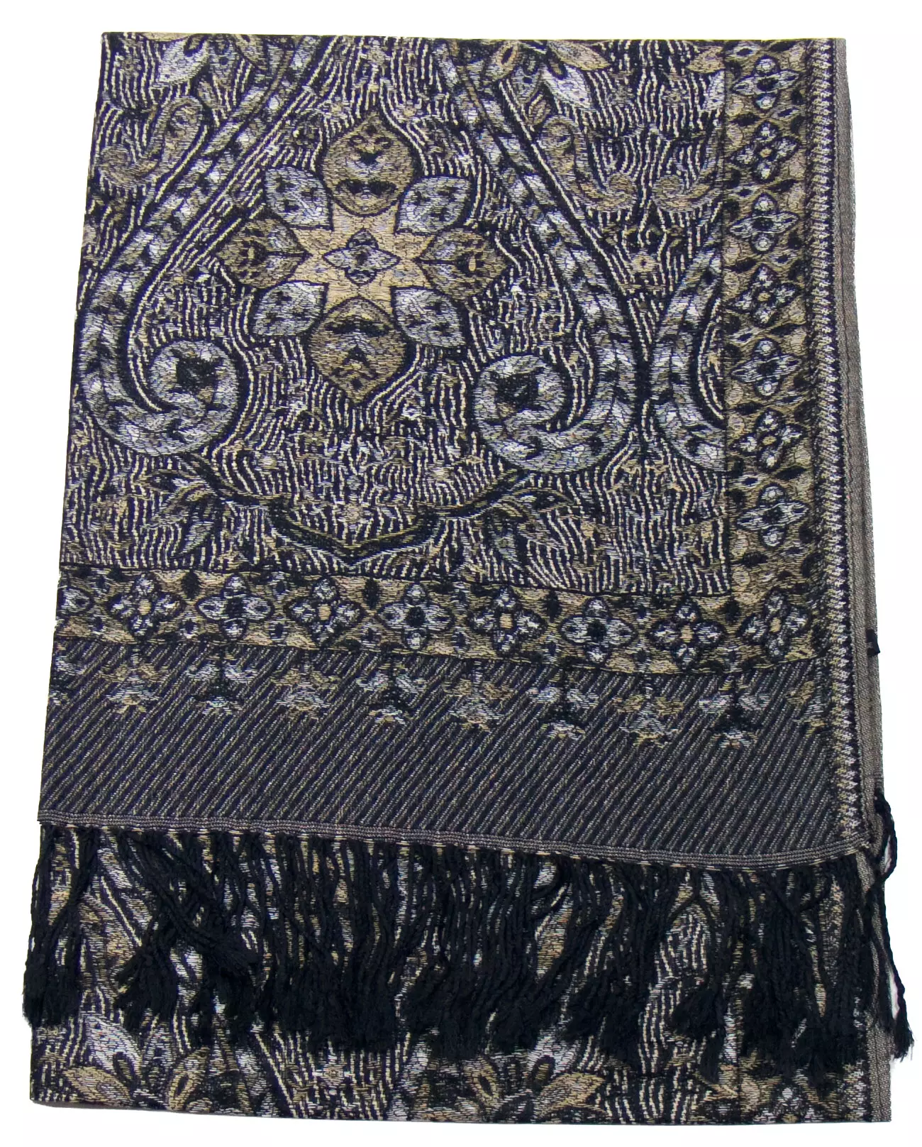 Etole pashmina noir motifs baroques