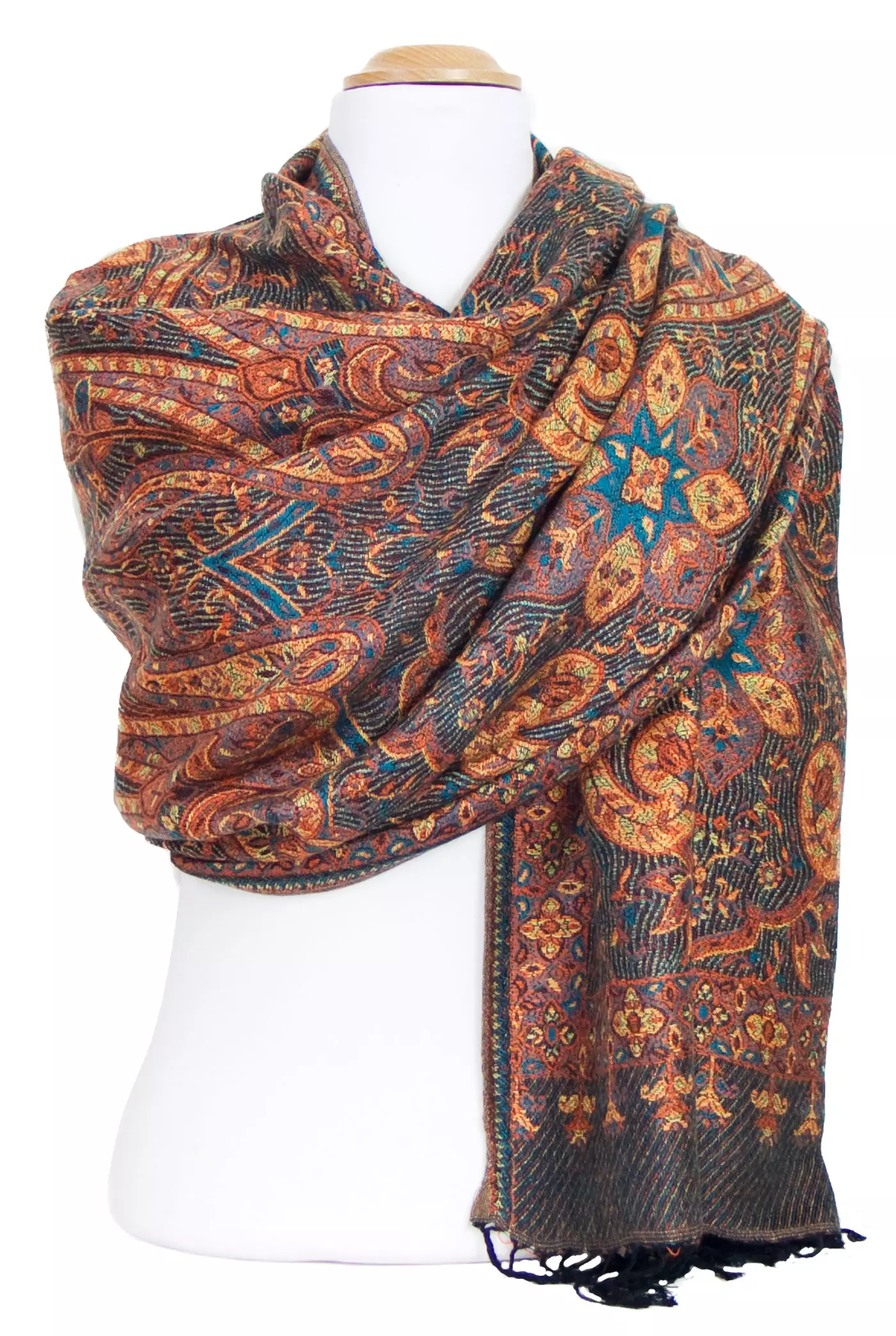 Etole pashmina orange motifs baroques