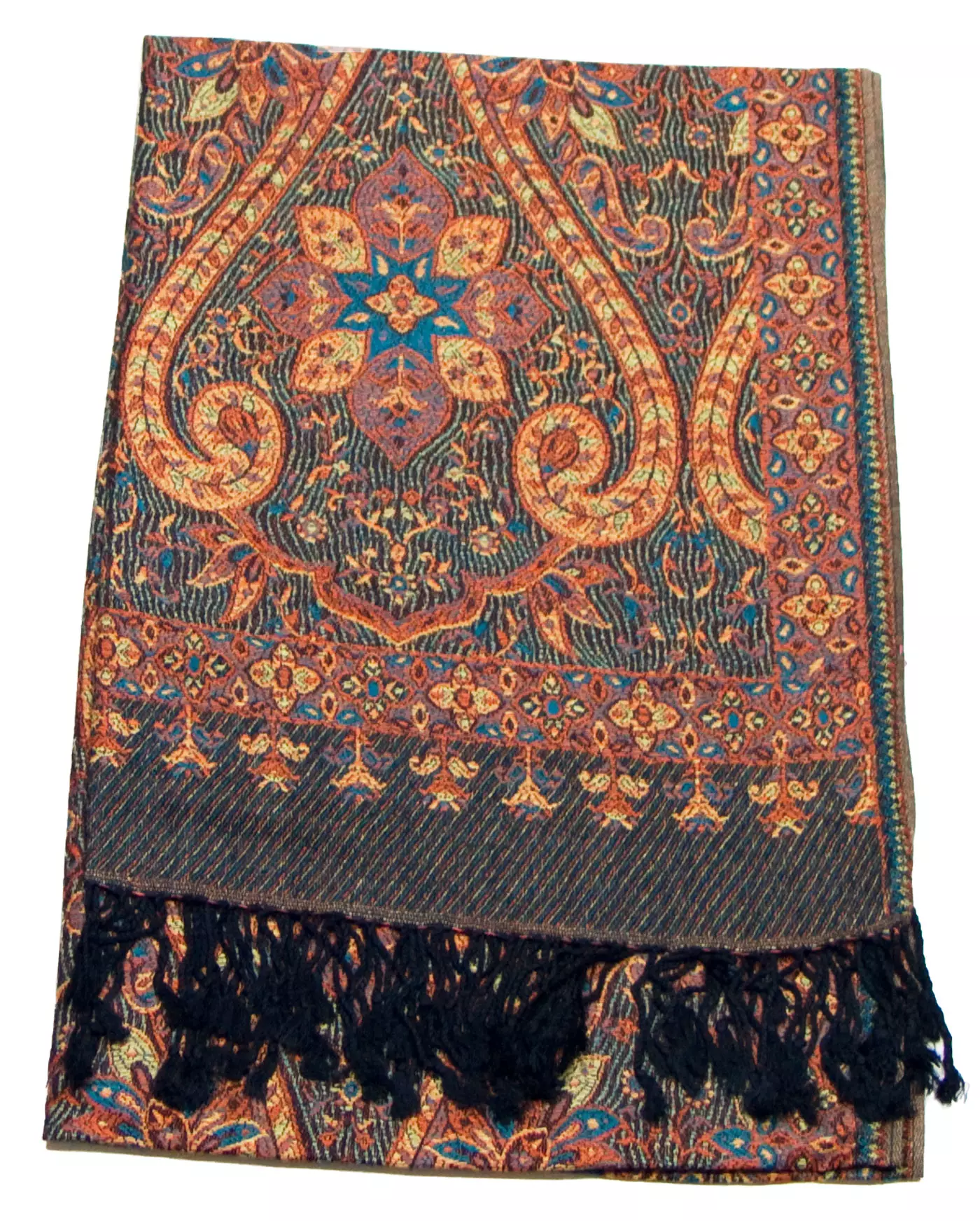 Etole pashmina orange motifs baroques