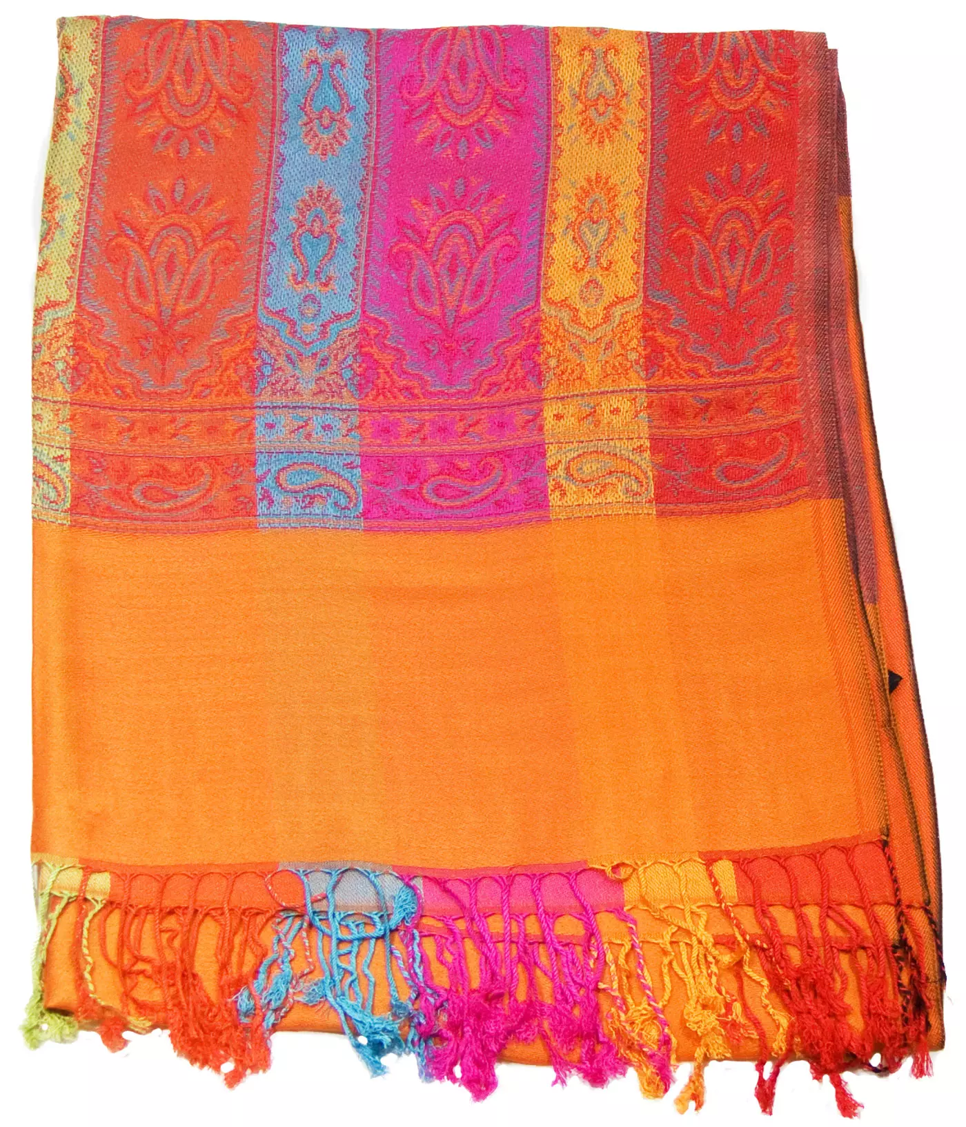 Etole pashmina orange tissage multicolore