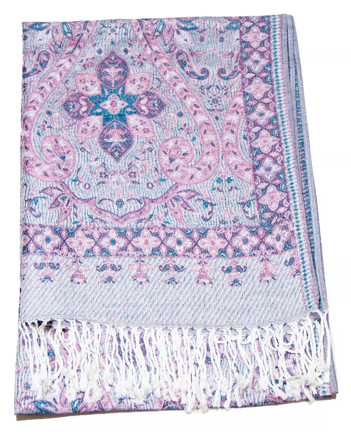 Etole pashmina rose clair motifs baroques