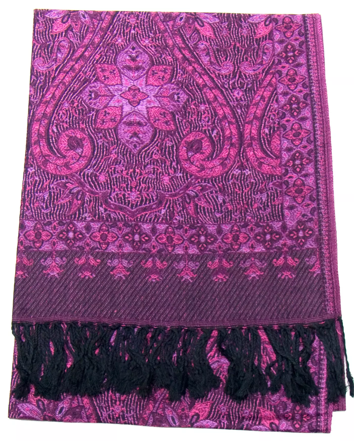 Etole pashmina rose framboise motifs baroques