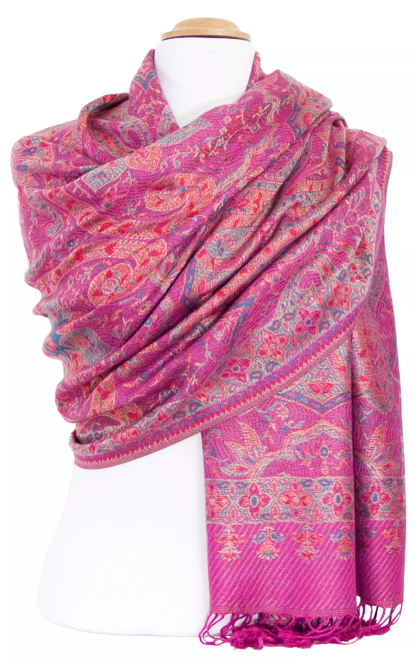 Etole pashmina rose fushia motifs baroques