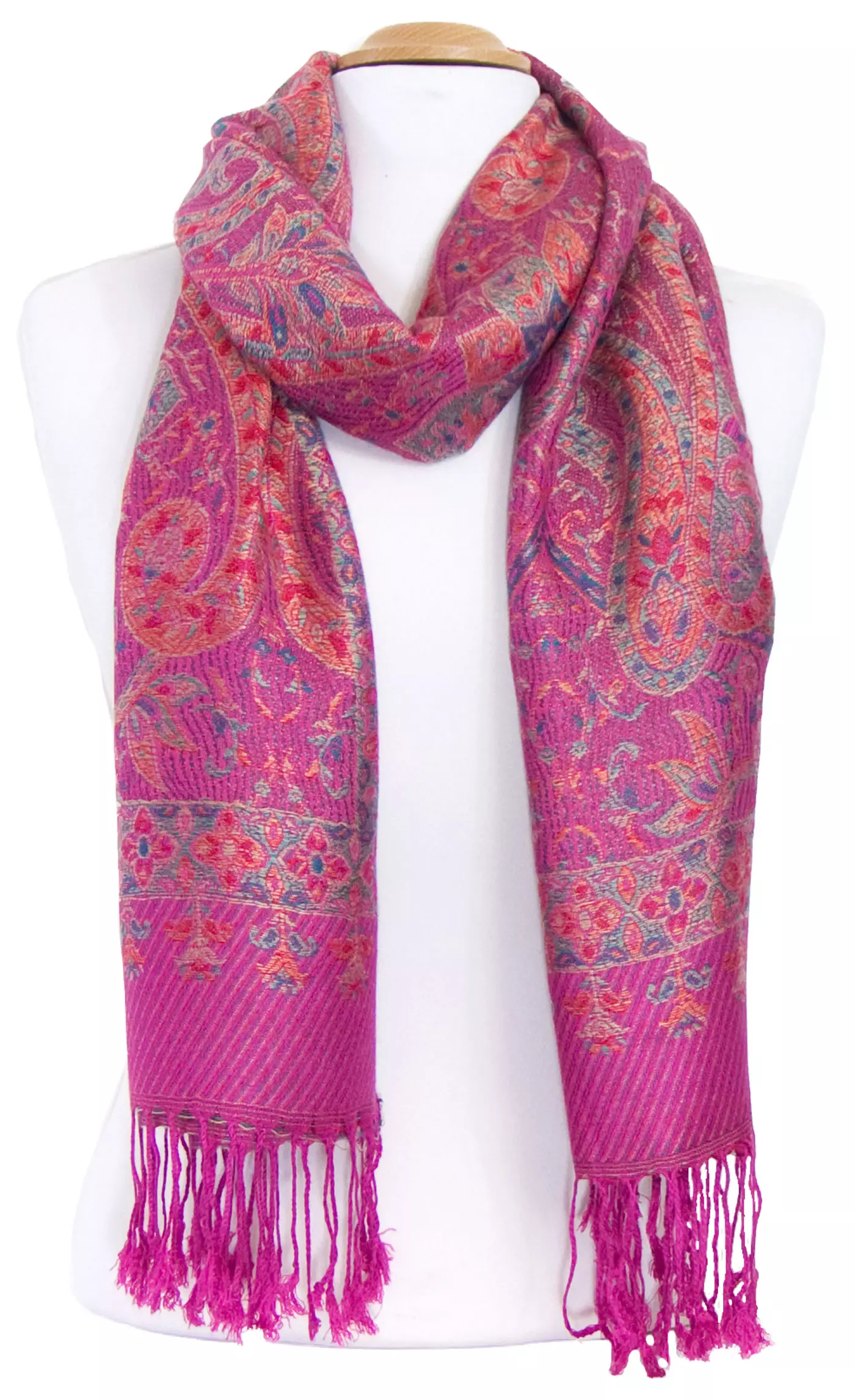 Etole pashmina rose fushia motifs baroques