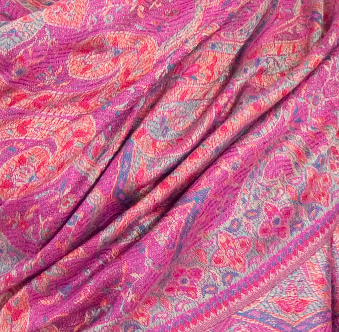 Etole pashmina rose fushia motifs baroques