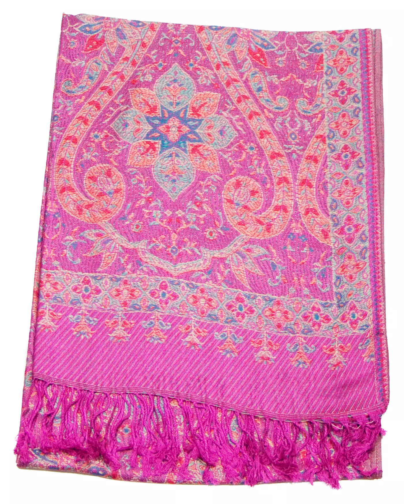 Etole pashmina rose fushia motifs baroques