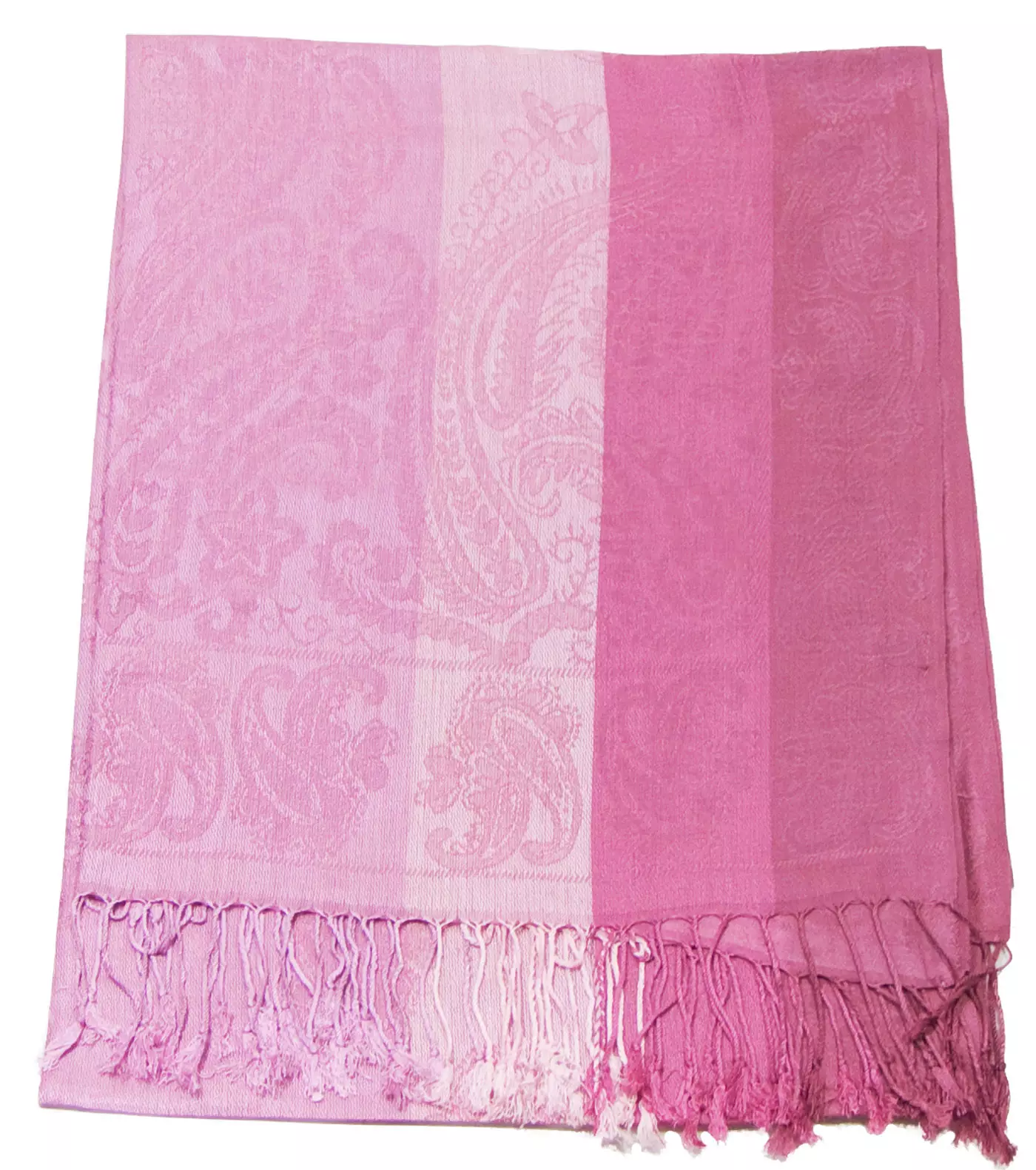 Etole pashmina rose rayures motifs cachemire