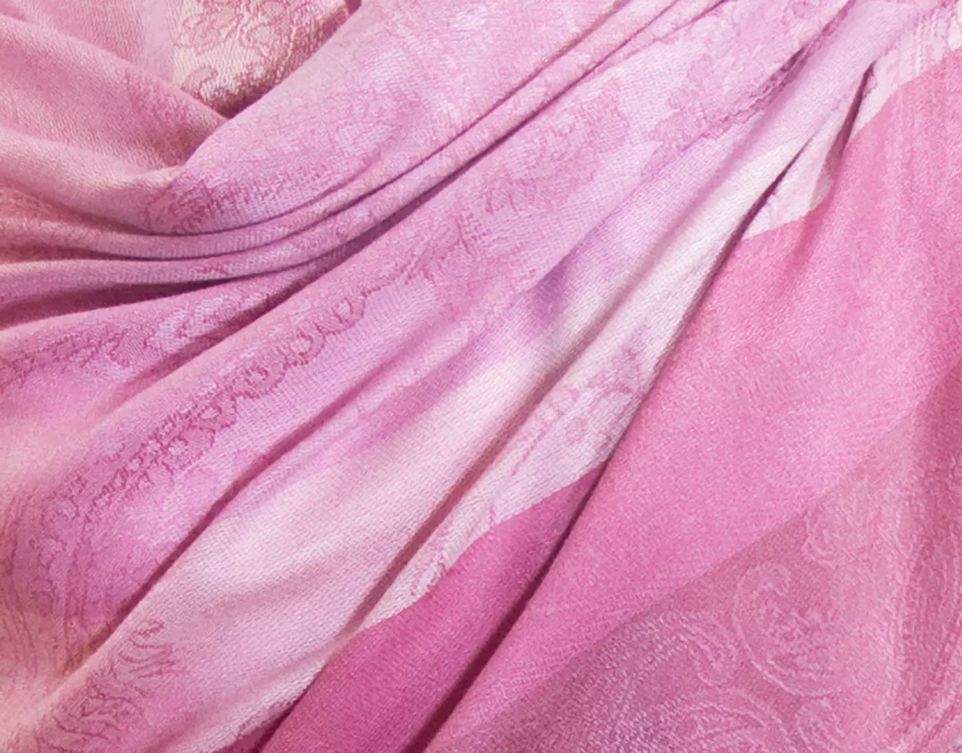 Etole pashmina rose rayures motifs cachemire