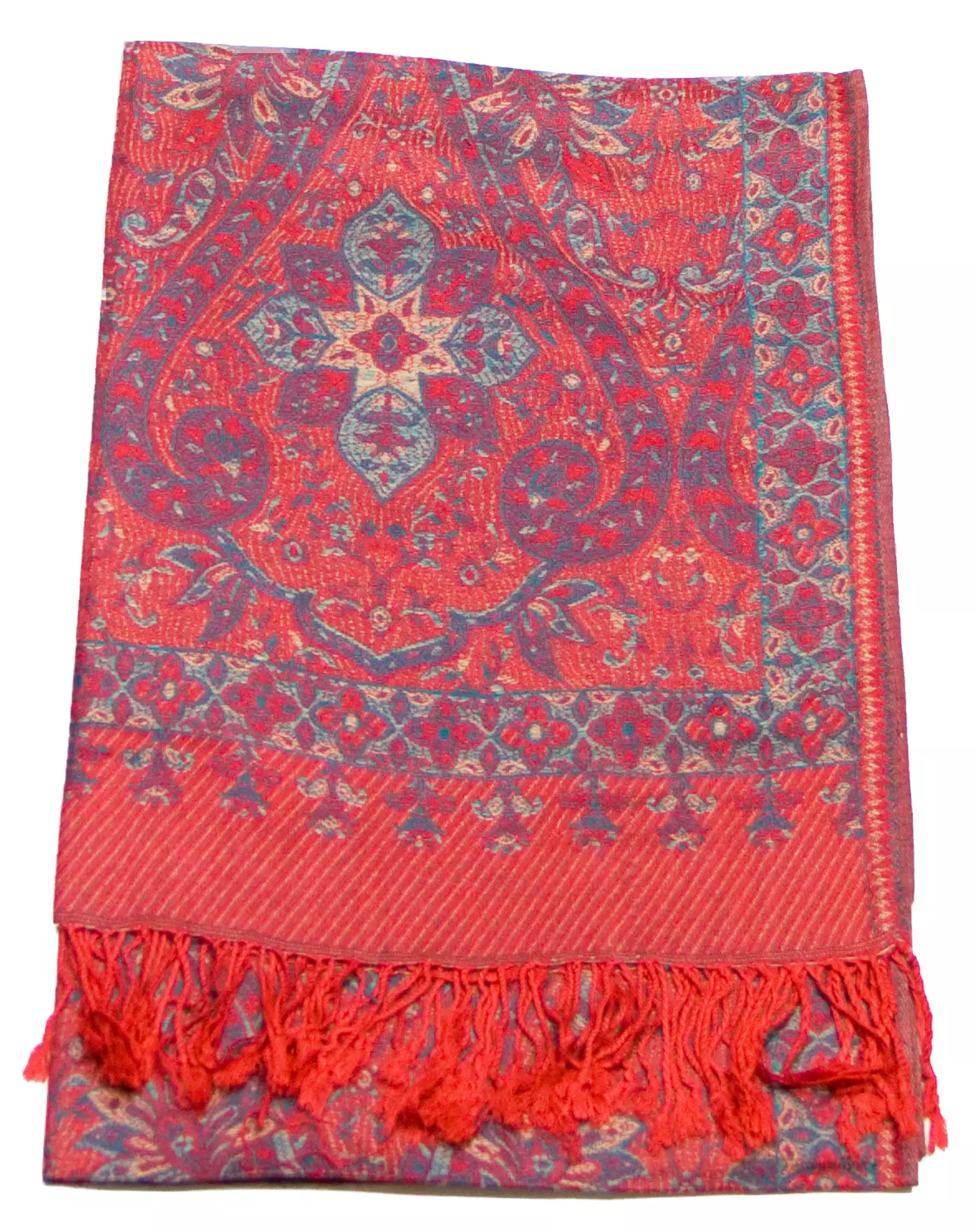 Etole pashmina rouge motifs baroques