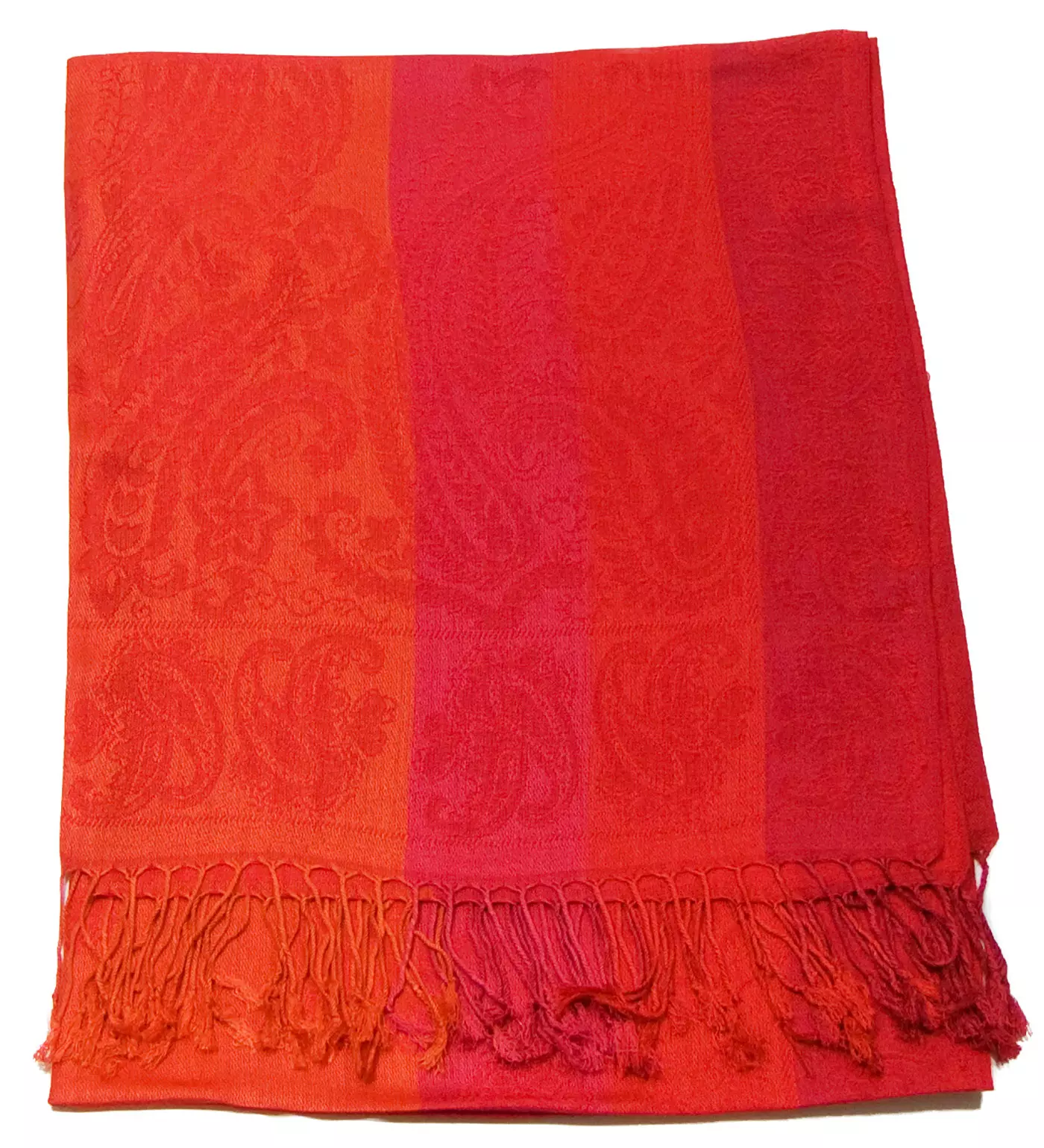 Etole pashmina rouge orange rayures motifs cachemire