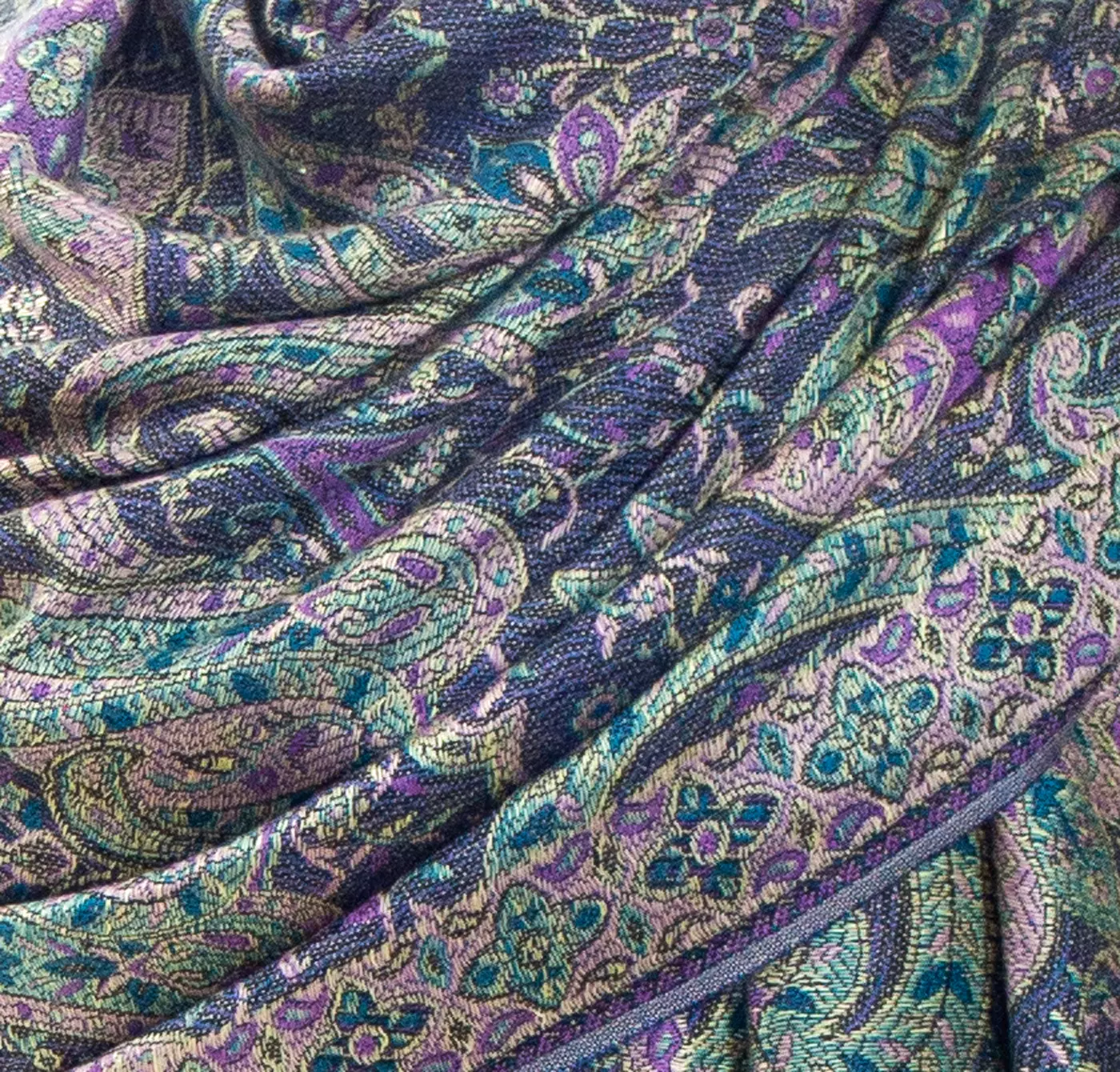 Etole pashmina violet vert motifs baroques