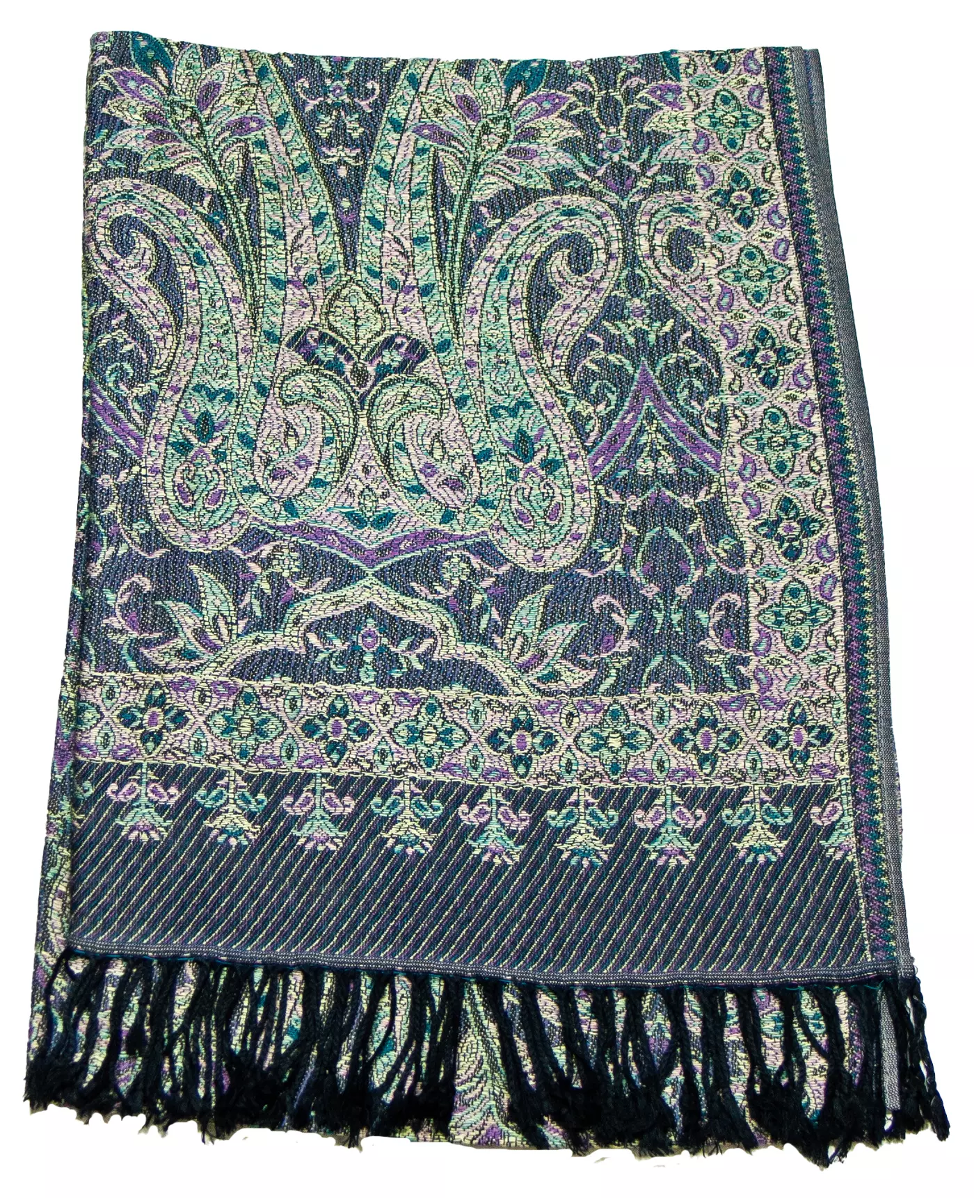 Etole pashmina violet vert motifs baroques