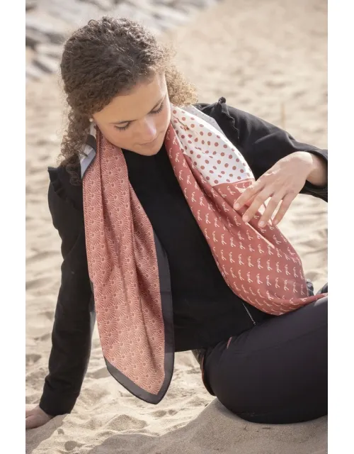 Foulard Mya - Ecru & Rouille