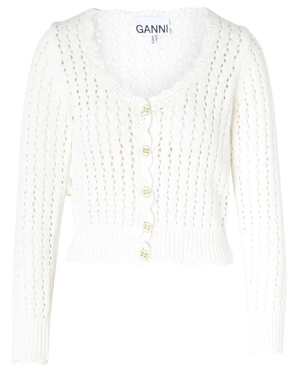 Ganni Cardigan en coton blanc