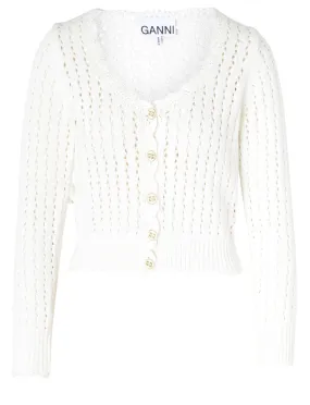 Ganni Cardigan en coton blanc