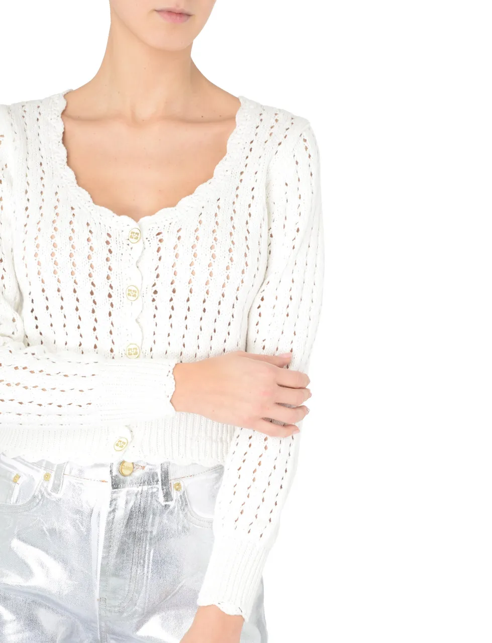 Ganni Cardigan en coton blanc