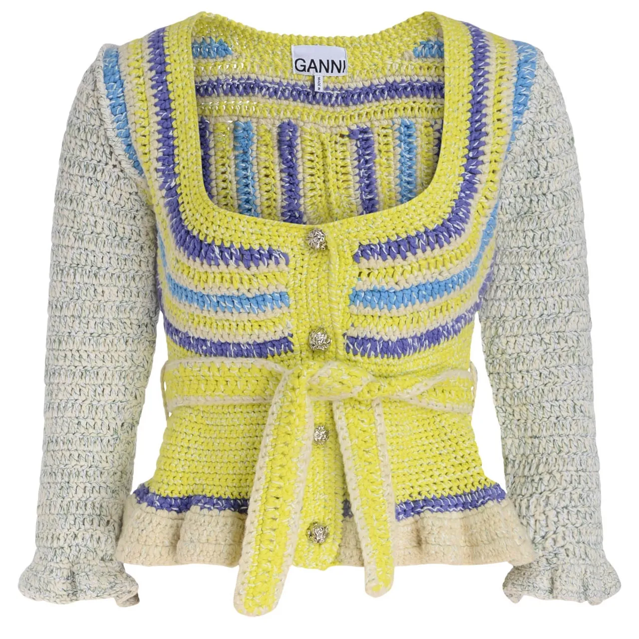 Ganni Cardigan en crochet multicolore