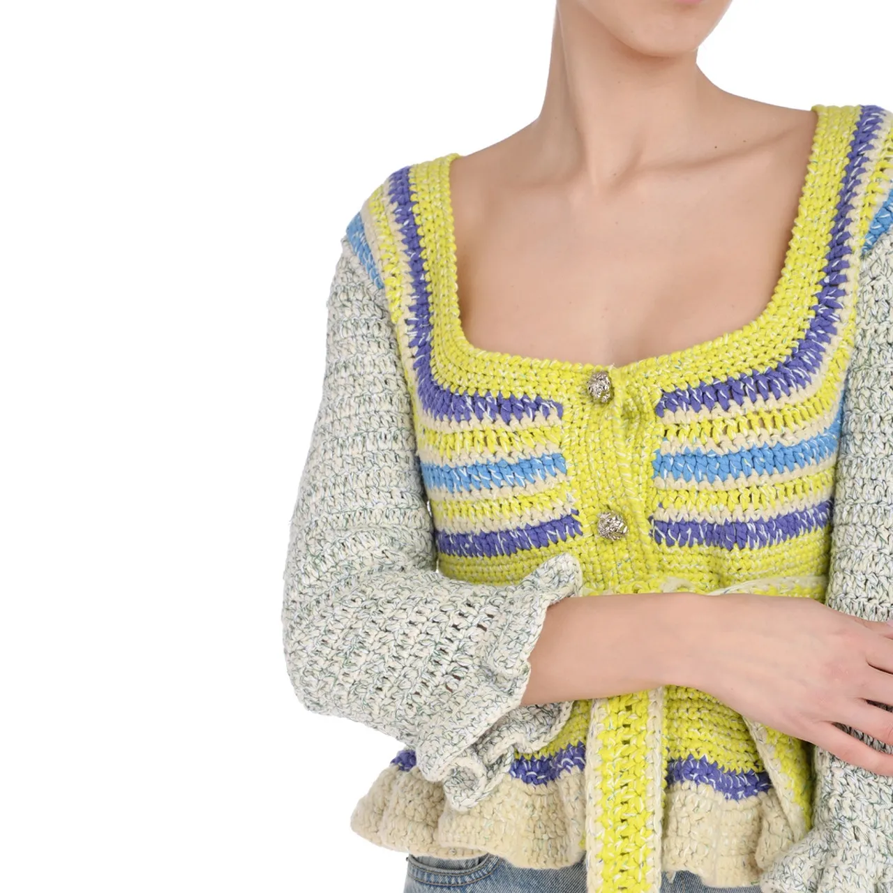 Ganni Cardigan en crochet multicolore