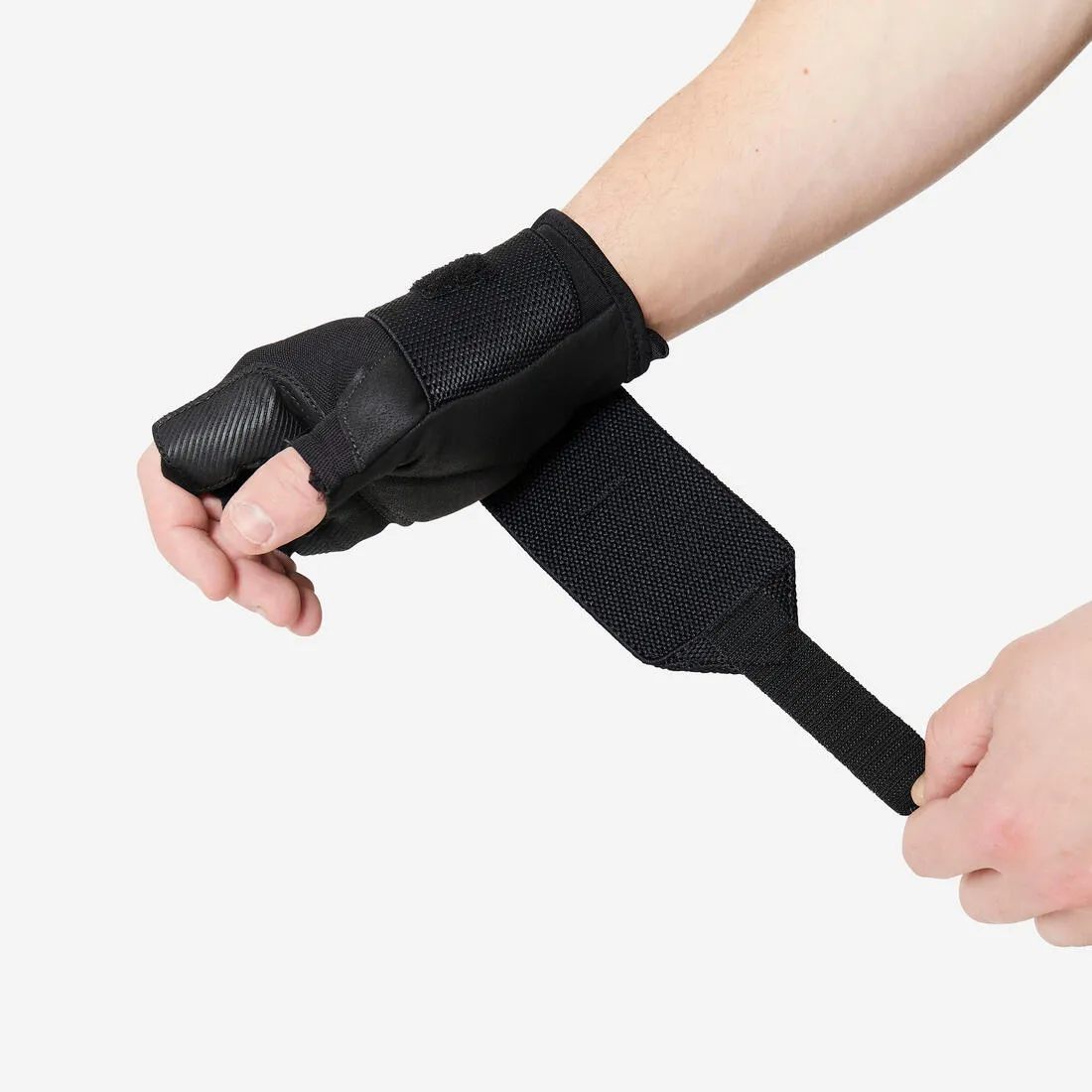 Gants de musculation confort et avec bande poignets - noir