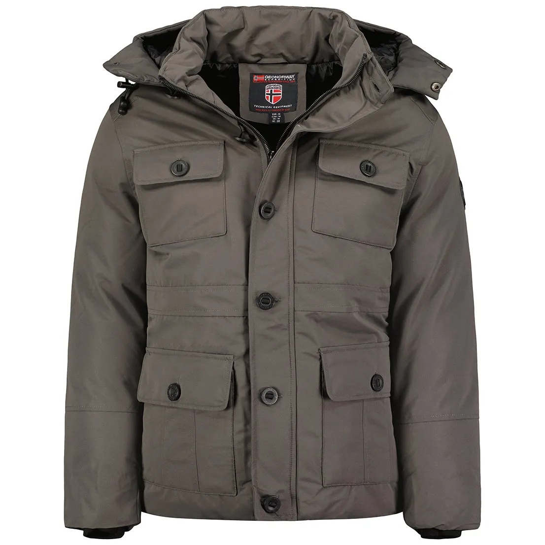 Geographical Norway Coucou Homme - Parka Multi-Poches Boutonnées Gris Fonce