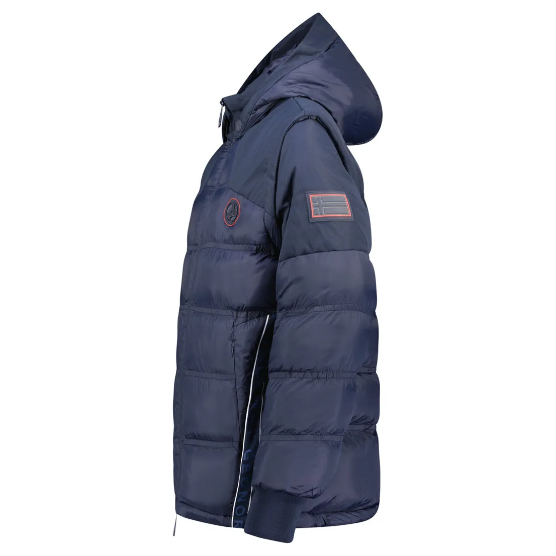 Geographical Norway Daneti Homme - Parka Capuche Bi Matière, Poches, Badge - Lien Resserrage Marine Marine