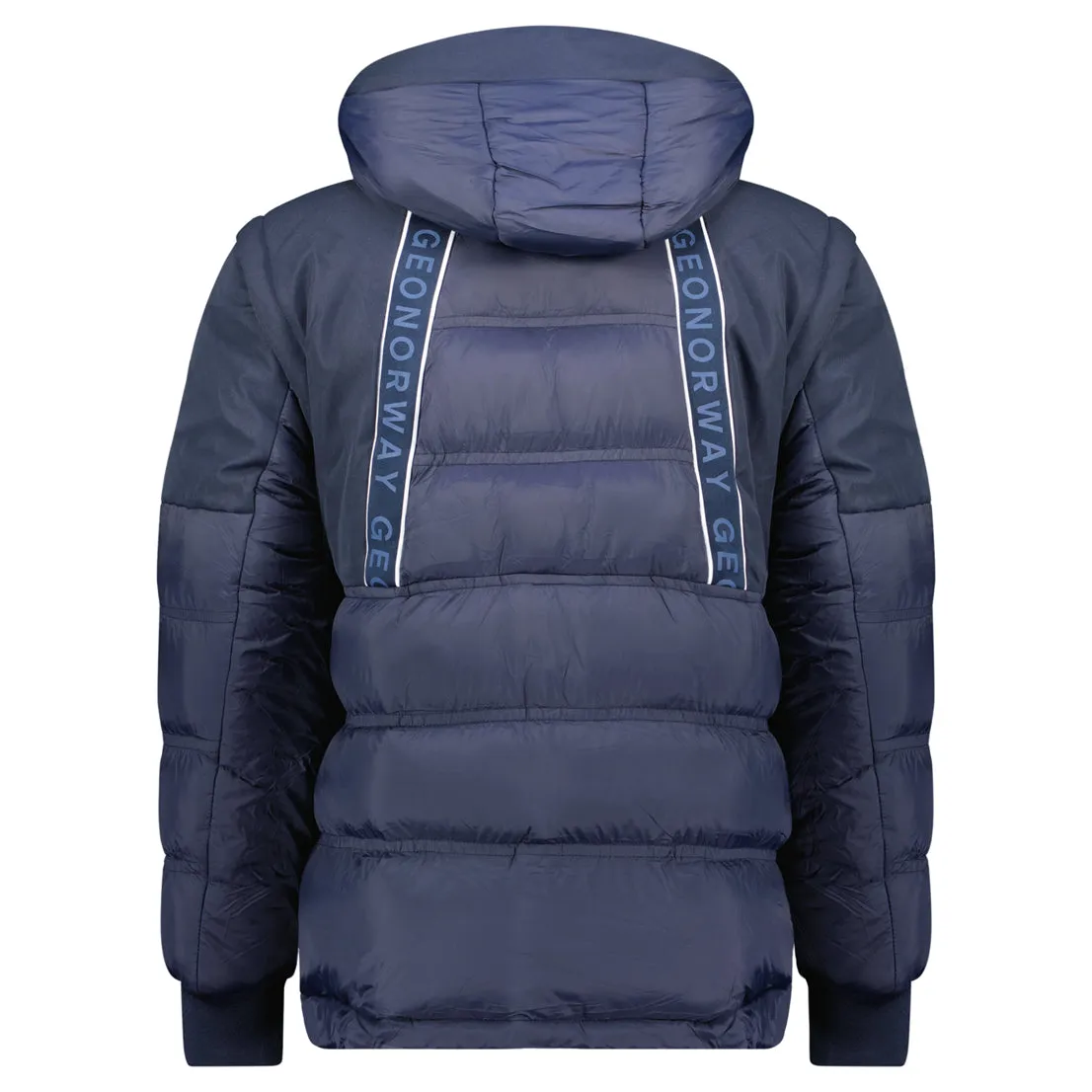 Geographical Norway Daneti Homme - Parka Capuche Bi Matière, Poches, Badge - Lien Resserrage Marine Marine