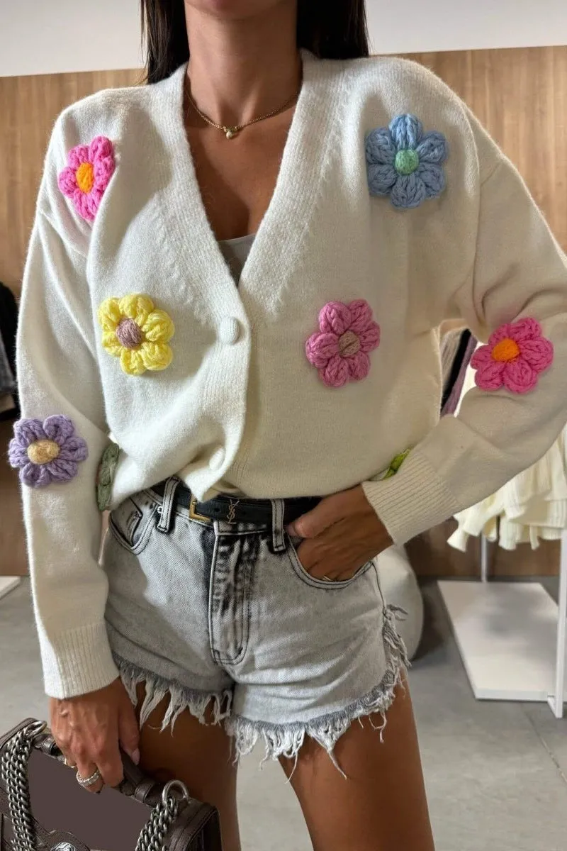 Gilet en Crochet Floral Décontracté Annabelle