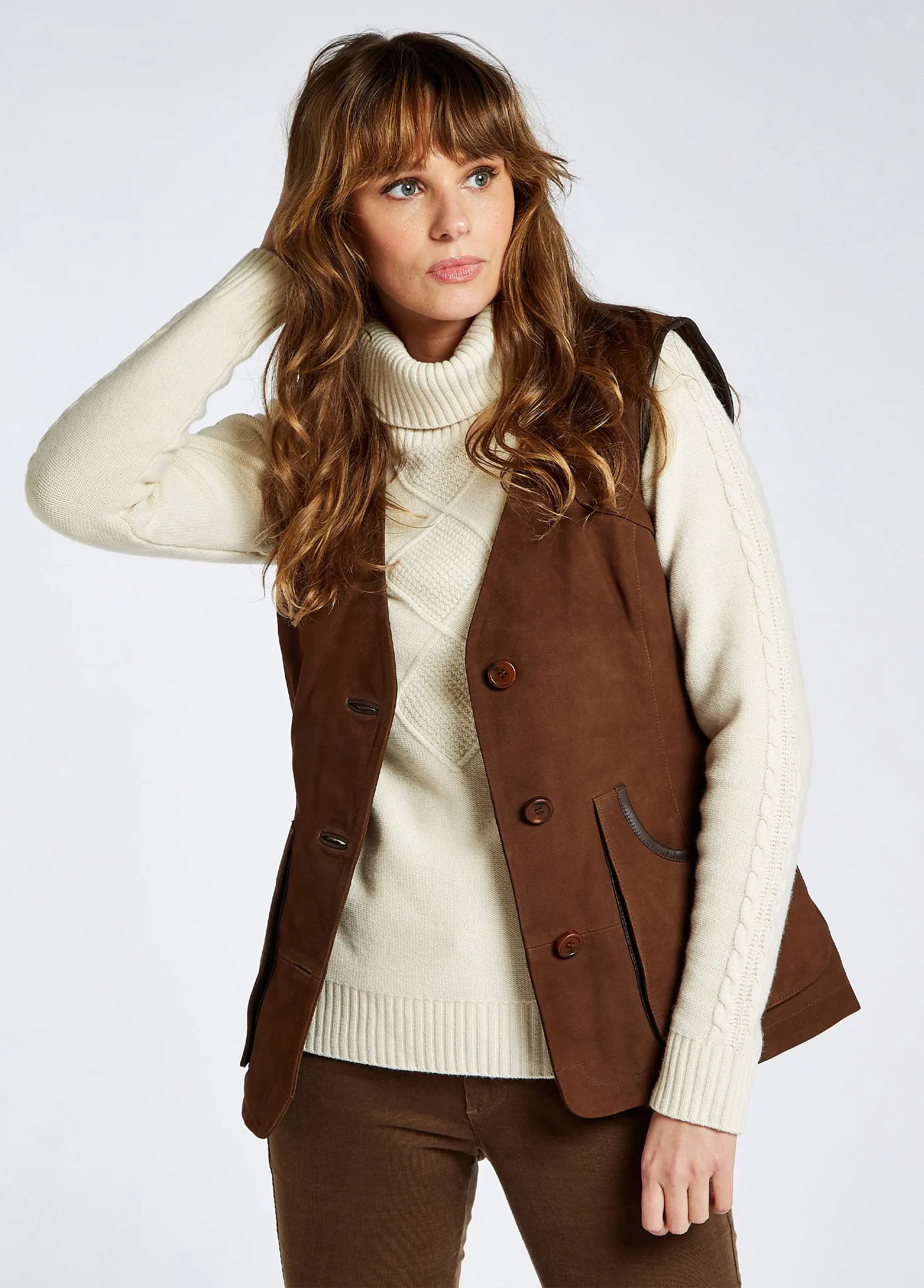 Gilet en cuir Allendale - Walnut