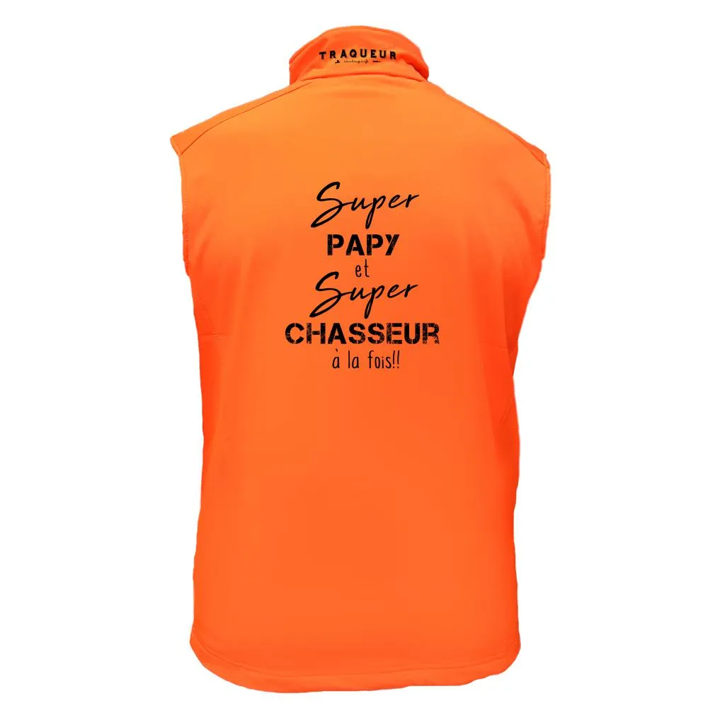 Gilet softshell – Super Papy et Super chasseur à la fois