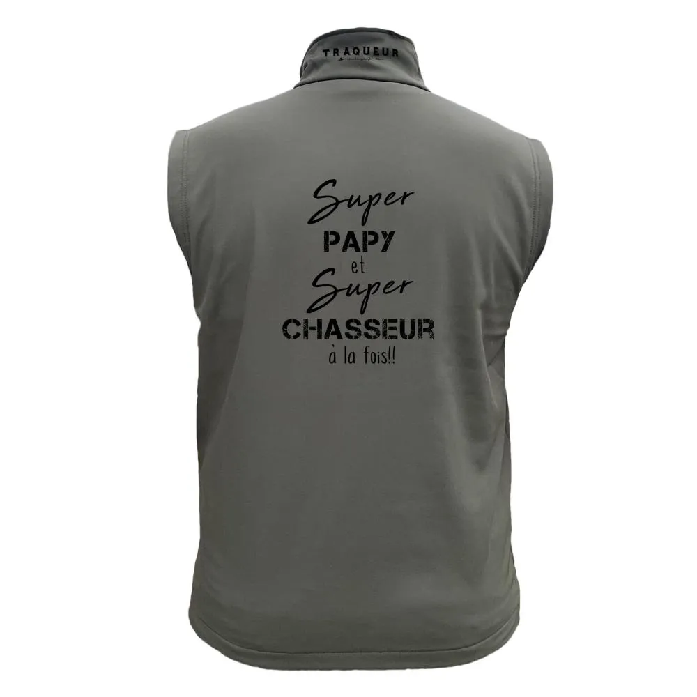 Gilet softshell – Super Papy et Super chasseur à la fois