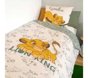 Housse De Couette Le Roi Lion Simba Disney 140x200 Cm - 100% Coton - Ecru